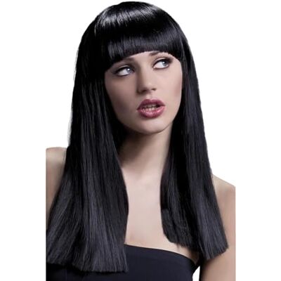 SMIFFYS Collezione Fever Parrucca Alexia, nero, Taglio scalato lungo, con frangetta, 48cm / 19in Halloween SMIFFYS Collezione Fever Parrucca Alexia, nero, Taglio scalato lungo, con frangetta, 48cm / 19in Halloween