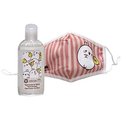 CYP BRANDS Molang, Kit Mascherina di Stoffa a Strisce e Gel Igienizzante, Prodotto Ufficiale Molang CYP BRANDS Molang, Kit Mascherina di Stoffa a Strisce e Gel Igienizzante, Prodotto Ufficiale Molang