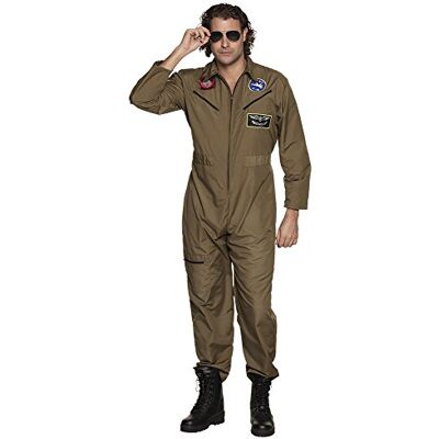 Boland Costume da pilota per adulti con cerniera, da lavoro, soldato, aereo, carnevale, feste a tema Boland Costume da pilota per adulti con cerniera, da lavoro, soldato, aereo, carnevale, feste a tema
