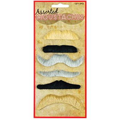 HENBRANDT Assortimento di 6fetti baffi accessorio costume HENBRANDT Assortimento di 6fetti baffi accessorio costume