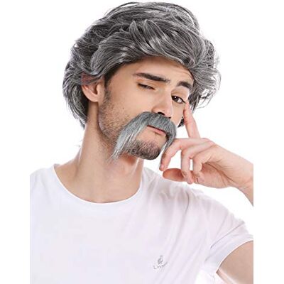 WIG ME UP 0025-ZA103/ZA68A Parrucca & Barba Uomo Carnevale Halloween Vecchio Bandito Messico Sudamerica Gangster Droga Cartello Boss Grigio WIG ME UP 0025-ZA103/ZA68A Parrucca & Barba Uomo Carnevale Halloween Vecchio Bandito Messico Sudamerica Gangster Droga Cartello Boss Grigio