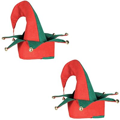 Beistle 20736 feltro elfo cappello con campanelle, taglia unica, (rosso/verde) 2 pezzi Red/Green Beistle 20736 feltro elfo cappello con campanelle, taglia unica, (rosso/verde) 2 pezzi Red/Green