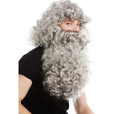 WIG ME UP -ZA68R Parrucca e Barba Set Deluxe Knecht Ruprecht Profeta Eremita Mago Grigio WIG ME UP -ZA68R Parrucca e Barba Set Deluxe Knecht Ruprecht Profeta Eremita Mago Grigio