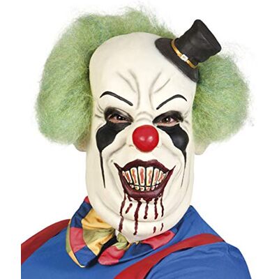 Boland - Maschera Horror Clown Deluxe in Lattice con Capelli per Adulti, Bianco/Verde/Nero, Taglia Unica, Boland - Maschera Horror Clown Deluxe in Lattice con Capelli per Adulti, Bianco/Verde/Nero, Taglia Unica,