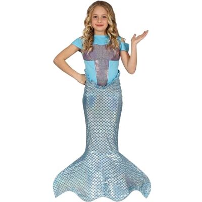 FIESTAS GUIRCA Costume da sirena brillante da bambina, vestito per bambini, colore celeste, viola e argento, con coda di sirena, per bambine di 5-6 anni FIESTAS GUIRCA Costume da sirena brillante da bambina, vestito per bambini, colore celeste, viola e argento, con coda di sirena, per bambine di 5-6 anni