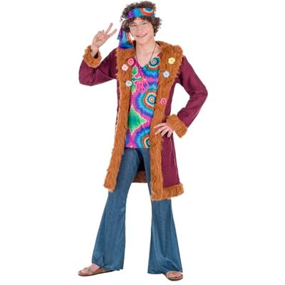 Boland Costume hippie da uomo, set con fascia, cappotto, pantaloni e camicia per Carnevale e feste a tema, anni '70, Flower Power Boland Costume hippie da uomo, set con fascia, cappotto, pantaloni e camicia per Carnevale e feste a tema, anni '70, Flower Power