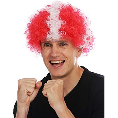 WIG ME UP MMAM-15M Parrucca Carnevale Afro Parrucca Fan Campionati mondiali Calcio Croce Bianca su Rosso Svizzera WIG ME UP MMAM-15M Parrucca Carnevale Afro Parrucca Fan Campionati mondiali Calcio Croce Bianca su Rosso Svizzera