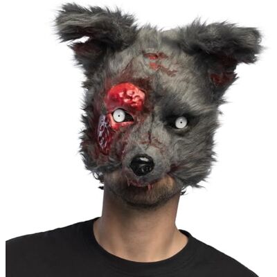 Boland Maschera da animale Lupo mannaro insanguinato in peluche per adulti, maschera realistica per Halloween, Carnevale e feste a tema Boland Maschera da animale Lupo mannaro insanguinato in peluche per adulti, maschera realistica per Halloween, Carnevale e feste a tema