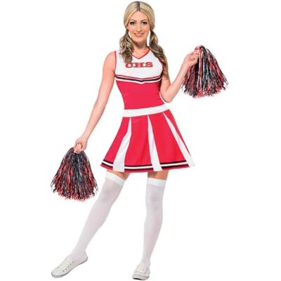 SMIFFYS Costume da Cheerleader, Rosso, composso da vestino e pom pom SMIFFYS Costume da Cheerleader, Rosso, composso da vestino e pom pom