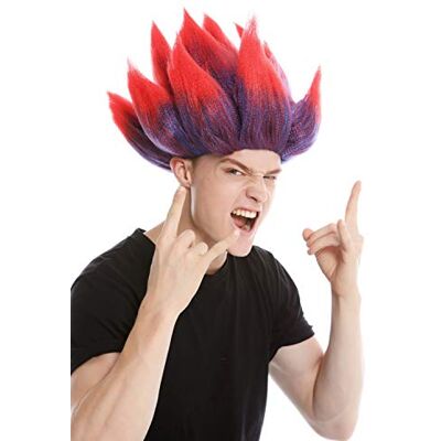 WIG ME UP -PC3TPC13 Parrucca Donna Uomo Carnevale Cotonata Demone Diavolo Troll Fiore Rosso-Blu Rosso WIG ME UP -PC3TPC13 Parrucca Donna Uomo Carnevale Cotonata Demone Diavolo Troll Fiore Rosso-Blu Rosso