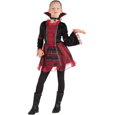 Boland Costume da bambina Imperatrice vampira, abito con colletto e collana, rosso-nero, varie taglie, carnevale, festa a tema, Halloween Boland Costume da bambina Imperatrice vampira, abito con colletto e collana, rosso-nero, varie taglie, carnevale, festa a tema, Halloween