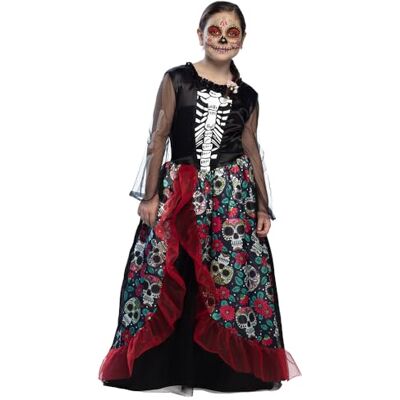 Boland Costume da teschio per bambini, abito lungo con scheletro, scheletro, travestimento, Halloween, carnevale, festa a tema Boland Costume da teschio per bambini, abito lungo con scheletro, scheletro, travestimento, Halloween, carnevale, festa a tema