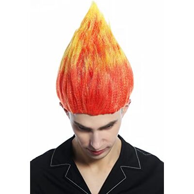 WIG ME UP -CW-057-PC13TPC2B Parrucca Donna Uomo Carnevale Halloween Giallo Rosso Cotonata Troll Puck Fuoco Diavolo WIG ME UP -CW-057-PC13TPC2B Parrucca Donna Uomo Carnevale Halloween Giallo Rosso Cotonata Troll Puck Fuoco Diavolo
