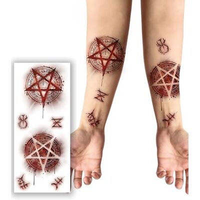 FIESTAS GUIRCA Tatuaggio Satanico Rosso (30x13 cm) Trucco e FX per Halloween, Carnevale e Feste in Maschera Ideale per Adulti Rosso FIESTAS GUIRCA Tatuaggio Satanico Rosso (30x13 cm) Trucco e FX per Halloween, Carnevale e Feste in Maschera Ideale per Adulti Rosso