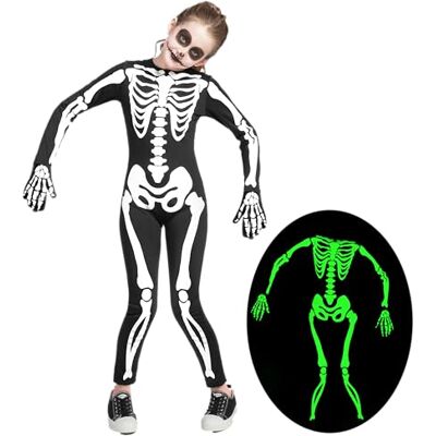 Spooktacular Creations Costume da Scheletro per Bambini, Tuta Unisex da Scheletro Fosforescente con Guanti per Bambini, Bambine e Ragazze per Halloween, Gioco di Ruolo, Festa Cosplay Spooktacular Creations Costume da Scheletro per Bambini, Tuta Unisex da Scheletro Fosforescente con Guanti per Bambini, Bambine e Ragazze per Halloween, Gioco di Ruolo, Festa Cosplay