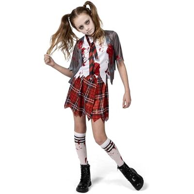 Spooktacular Creations Costume da scolaretta zombie, costume da zombi sanguinante per bambine, ideale per Halloween, scuola, eventi e feste (grigio, taglia media (8-10 anni)) Spooktacular Creations Costume da scolaretta zombie, costume da zombi sanguinante per bambine, ideale per Halloween, scuola, eventi e feste (grigio, taglia media (8-10 anni))