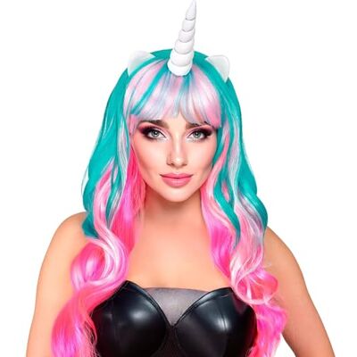 W WIDMANN MILANO Party Fashion Parrucca da unicorno da donna, con corno e orecchie, accessorio per costume di carnevale e cosplay W WIDMANN MILANO Party Fashion Parrucca da unicorno da donna, con corno e orecchie, accessorio per costume di carnevale e cosplay