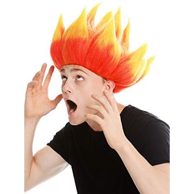 WIG ME UP -PC13TPC2B Parrucca Donna Uomo Carnevale Cotonata Demone Diavolo Troll Fuoco Fiore Rosso Giallo WIG ME UP -PC13TPC2B Parrucca Donna Uomo Carnevale Cotonata Demone Diavolo Troll Fuoco Fiore Rosso Giallo