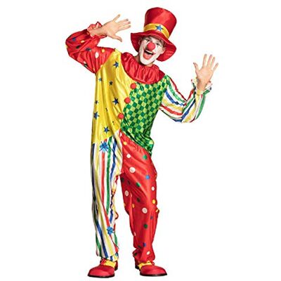 Boland Costume da clown divertente per adulti, multicolore con motivi, set di costumi composto da: Cappello e tuta, ideale per feste a tema, carnevale e circo, unisex, giggino Boland Costume da clown divertente per adulti, multicolore con motivi, set di costumi composto da: Cappello e tuta, ideale per feste a tema, carnevale e circo, unisex, giggino