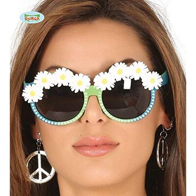 Occhiali verdi con margherite - Accessorio hippie Occhiali verdi con margherite - Accessorio hippie