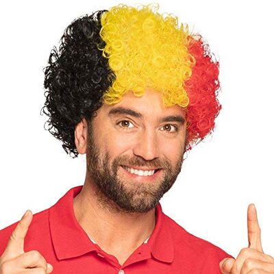 Boland Parrucca belga con capelli sintetici ricci per adulti, unisex, colore: nero, giallo, rosso, accessorio per costumi, campionati europei, bandiere nazionali, feste a tema, carnevale Boland Parrucca belga con capelli sintetici ricci per adulti, unisex, colore: nero, giallo, rosso, accessorio per costumi, campionati europei, bandiere nazionali, feste a tema, carnevale
