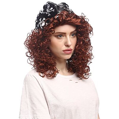 WIG ME UP 91121-ZA340 Parrucca Donna Carnevale Halloween Pirata Piratessa Wild Riccia Castano Castano Rossiccio Foulard WIG ME UP 91121-ZA340 Parrucca Donna Carnevale Halloween Pirata Piratessa Wild Riccia Castano Castano Rossiccio Foulard