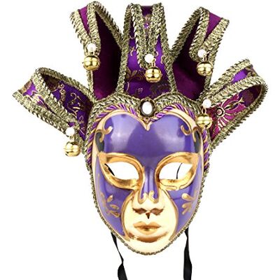 YU FENG Maschera veneziana vintage da giullare, per Halloween e cosplay, per feste, balli e Mardi Gras, decorazione da parete (viola) YU FENG Maschera veneziana vintage da giullare, per Halloween e cosplay, per feste, balli e Mardi Gras, decorazione da parete (viola)