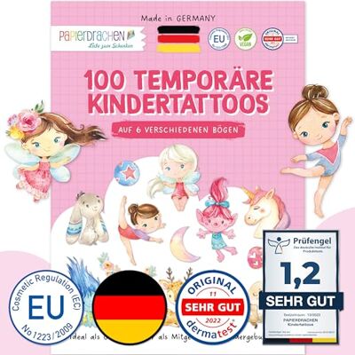 PaPIerDraCHeN 100 tatuaggi per bambini, particolarmente delicati sulla pelle, motivo: fate e troll, per bambini e bambine, testati e realizzati in Germania, set 21 PaPIerDraCHeN 100 tatuaggi per bambini, particolarmente delicati sulla pelle, motivo: fate e troll, per bambini e bambine, testati e realizzati in Germania, set 21
