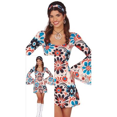 Costume disco anni '70 con fiori blu - Costumi Costume disco anni '70 con fiori blu - Costumi