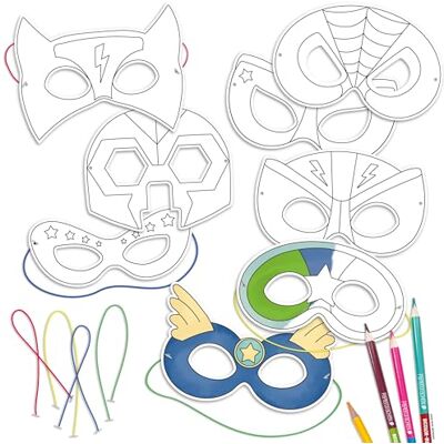 PaPIerDraCHeN Set fai da te per bambini, 8 maschere di carta per dipingere e fai da te, set creativo con fascia elastica, diversi motivi, ideale per compleanno e carnevale dei bambini, dai 3 anni in su PaPIerDraCHeN Set fai da te per bambini, 8 maschere di carta per dipingere e fai da te, set creativo con fascia elastica, diversi motivi, ideale per compleanno e carnevale dei bambini, dai 3 anni in su