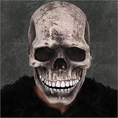 CosTribe Maschera a testa intera con teschio raccapricciante con mascella mobile, per Halloween, spaventoso, in lattice, per cosplay e feste (bianco) CosTribe Maschera a testa intera con teschio raccapricciante con mascella mobile, per Halloween, spaventoso, in lattice, per cosplay e feste (bianco)