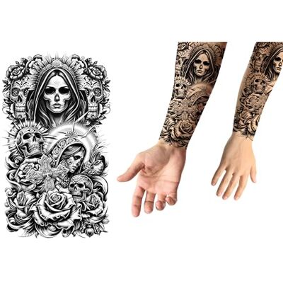 FIESTAS GUIRCA Tatuaggio Catrina (14x30 cm) Trucco e Tatuaggi FX per Halloween e Giorno dei Morti Ideale per Feste in Maschera e Celebrazioni a Tema Nero FIESTAS GUIRCA Tatuaggio Catrina (14x30 cm) Trucco e Tatuaggi FX per Halloween e Giorno dei Morti Ideale per Feste in Maschera e Celebrazioni a Tema Nero