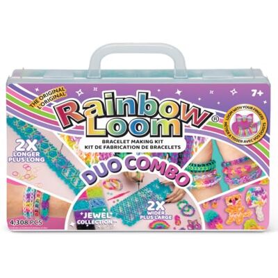 BANDAI – Rainbow Loom Duo Combo – Kit creativo per la realizzazione di braccialetti – Telaio con 4000 elastici – Gioielli Happy Loom inclusi – Giocattolo per bambini dai 7 anni in su – BANDAI – Rainbow Loom Duo Combo – Kit creativo per la realizzazione di braccialetti – Telaio con 4000 elastici – Gioielli Happy Loom inclusi – Giocattolo per bambini dai 7 anni in su –