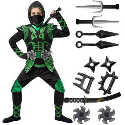 Spooktacular Creations Set Costume Deluxe Ninja Verde con Accessori in Schiuma Ninja, Giocattoli per Bambini Kung Fu Outfit Idee per Halloween (Piccolo (5-7 Anni)) Spooktacular Creations Set Costume Deluxe Ninja Verde con Accessori in Schiuma Ninja, Giocattoli per Bambini Kung Fu Outfit Idee per Halloween (Piccolo (5-7 Anni))