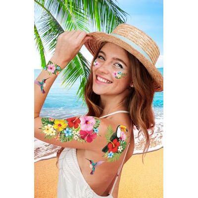 FIESTAS GUIRCA Tatuaggi Temporanei Esotici (14x30 cm) Trucco FX per Feste Estive, Lauree e Celebrazioni Hawaiane Accessorio per Costumi per Tutti Multicolore FIESTAS GUIRCA Tatuaggi Temporanei Esotici (14x30 cm) Trucco FX per Feste Estive, Lauree e Celebrazioni Hawaiane Accessorio per Costumi per Tutti Multicolore