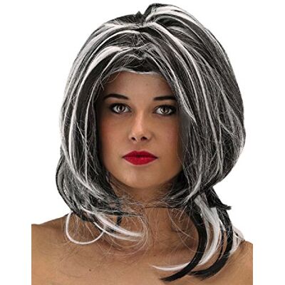 Folat Parrucca nera e bianca capelli scalati Folat Parrucca nera e bianca capelli scalati