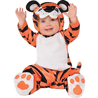 amscan 10132320 Costume con testa di tigre con cappuccio, 12-24 mesi, multicolore amscan 10132320 Costume con testa di tigre con cappuccio, 12-24 mesi, multicolore