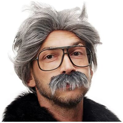 WIG ME UP Parrucca da Carnevale/Halloween, Nonno bizzarro con Baff i Grigi WIG ME UP Parrucca da Carnevale/Halloween, Nonno bizzarro con Baff i Grigi