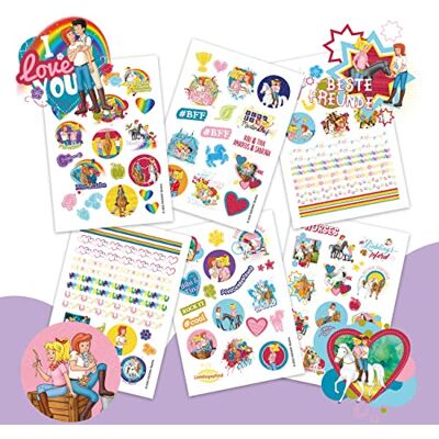 PaPIerDraCHeN 100 tatuaggi metallici per bambini, delicati sulla pelle, Bibi & Tina amicizia, tatuaggi glitterati, regalo di compleanno, per ragazzi e ragazze, realizzati in Germania PaPIerDraCHeN 100 tatuaggi metallici per bambini, delicati sulla pelle, Bibi & Tina amicizia, tatuaggi glitterati, regalo di compleanno, per ragazzi e ragazze, realizzati in Germania