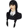 Bokerom Mercoledì Addams Parrucca con Frangetta Lunga Trecce Parrucca per Mercoledì Costume Delle Donne Delle Ragazze Addams Famiglia Costume Parrucca Capelli per Partito halloween + Cappello per parrucche