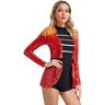 inhzoy Costume Domatrice Presentatrice del Circo Donna Tutu Vestito Domatrice Circo Maniche Lunghe Ringmaster Costume per Festa di Halloween Carnevale Abiti Travestimenti Rosso B L