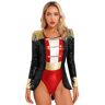 inhzoy Costume Domatrice Presentatrice del Circo Donna Tutu Vestito Domatrice Circo Maniche Lunghe Ringmaster Costume per Festa di Halloween Carnevale Abiti Travestimenti Nero C L