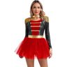 inhzoy Costume Domatrice Presentatrice del Circo Donna Tutu Vestito Domatrice Circo Maniche Lunghe Ringmaster Costume per Festa di Halloween Carnevale Abiti Travestimenti Nero S