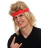 WIG ME UP SARL002-FR7-02 Parrucca Carnevale Halloween Uomo Lunga Biondo Vokuhila Fascetta Fronte Anni 80 Action Stars Wrestler