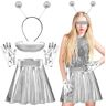 Lets Joy 4 Pezzi Alien Costume Accessori Set, Costume Alieno, Alien Costume Set, Alieni Occhiali, Alien Cerchietto Guanti Gonne, Compleanno Alieno Accessori Carnevale Cosplay (A)