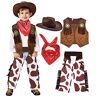 Tacobear Cowboy Costume Bambino Vestito Cowboy Bambino con Cappello Cowboy Bandana Gilet da Cowboy per Festa Halloween Natale Carnevale Cowboy Accessori per Bambini 3 4 5 6 7 8 9 10 11 12 anni