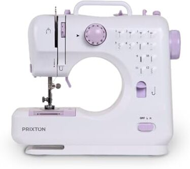 Prixton Macchina da cucire portatile  Cassetto per accessori Lampada integrata 12 punti di punti Pedale incluso (Rosa)