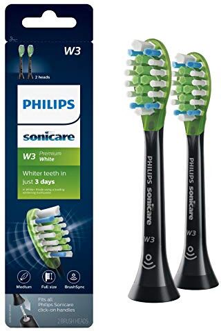 Philips Testina per spazzolino da denti  Sonicare W3 Premium, colore: nero, confezione da 2