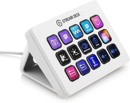 Elgato Stream Deck MK.2 White – Controller da studio, 15 tasti macro, attiva azioni nelle app e in software quali OBS, Twitch, ​YouTube e altro, funziona con Mac e PC