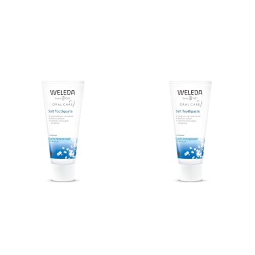 WELEDA Dentifricio Salino, dentifricio a base di sale marino senza fluoro, neutralizza gli acidi dannosi e protegge da carie e placca, trattamento 6 in 1 (1x75 ml) (Confezione da 2)